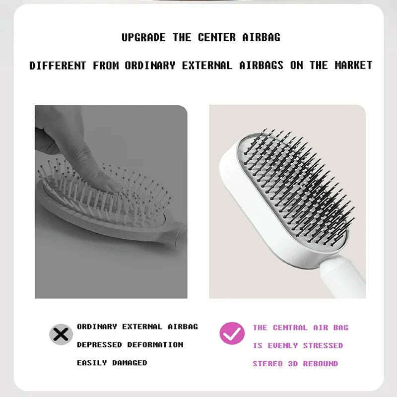 KIMLUD, Self Cleaning Hair Brush, 3D Air Cushion Massager Brush Airbag Massage Comb Brush, Shaping Comb Self Cleaning Hair Brush, KIMLUD Womens Clothes