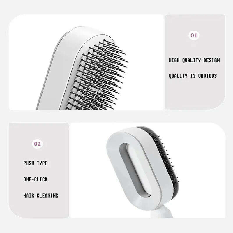 KIMLUD, Self Cleaning Hair Brush, 3D Air Cushion Massager Brush Airbag Massage Comb Brush, Shaping Comb Self Cleaning Hair Brush, KIMLUD Womens Clothes