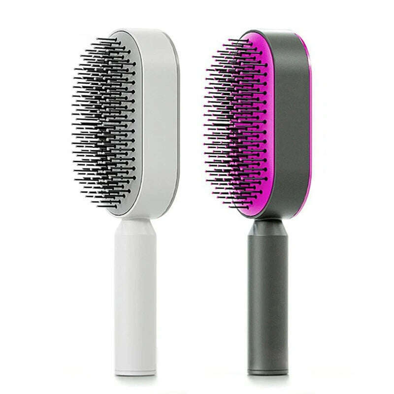 KIMLUD, Self Cleaning Hair Brush for Women One-key Cleaning Air Cushion Scalp Massage Brush Anti-Static Hairbrush Hair Styling Tools, KIMLUD Womens Clothes