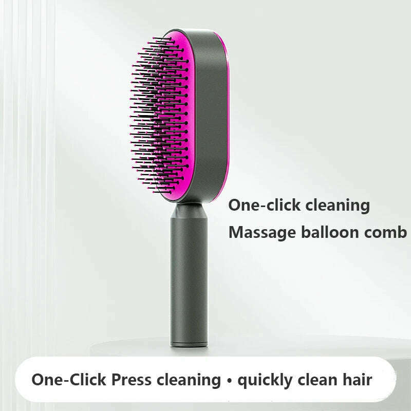 KIMLUD, Self Cleaning Hair Brush for Women One-key Cleaning Air Cushion Scalp Massage Brush Anti-Static Hairbrush Hair Styling Tools, 03, KIMLUD Womens Clothes