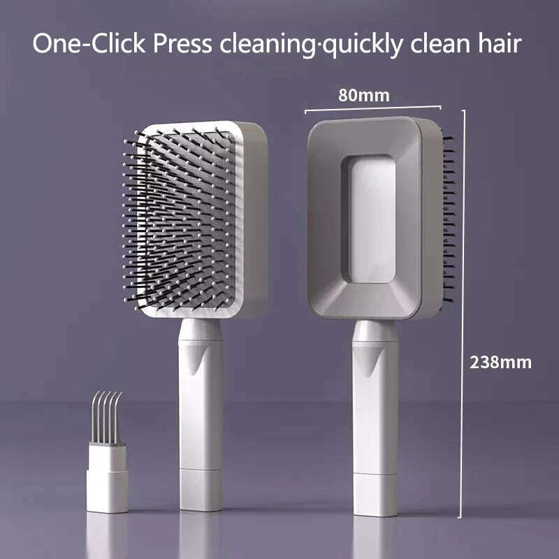 KIMLUD, Self Cleaning Hair Brush for Women One-key Cleaning Air Cushion Scalp Massage Brush Anti-Static Hairbrush Hair Styling Tools, 02, KIMLUD Womens Clothes