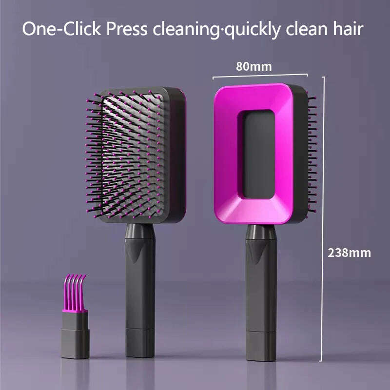 KIMLUD, Self Cleaning Hair Brush for Women One-key Cleaning Air Cushion Scalp Massage Brush Anti-Static Hairbrush Hair Styling Tools, 01, KIMLUD Womens Clothes