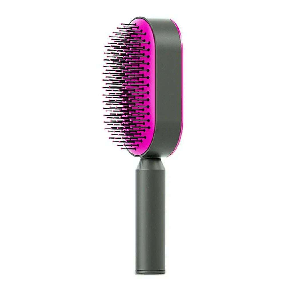 KIMLUD, Self Cleaning Hair Brush for Women One-key Cleaning Hair Loss Massage Scalp Comb Anti-Static Hairbrush Dropshipping R0V9, KIMLUD Womens Clothes