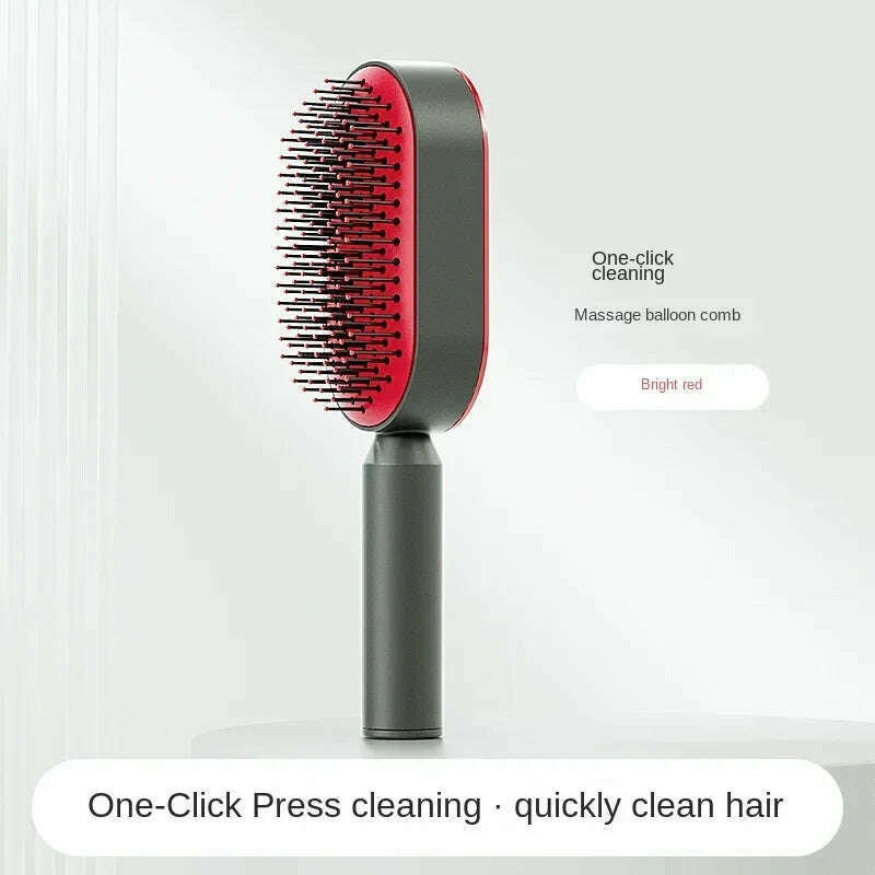 KIMLUD, Self Cleaning Hair Brush for Women One-key Cleaning Hair Loss Massage Scalp Comb Anti-Static Hairbrush Dropshipping R0V9, KIMLUD Womens Clothes