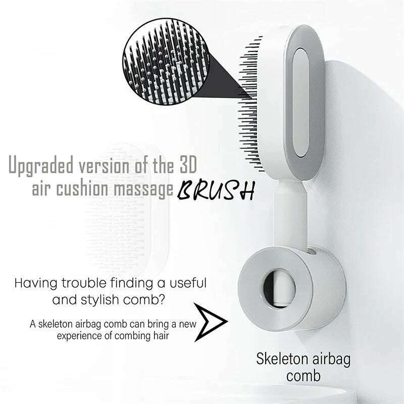 KIMLUD, Self Cleaning Hairbrush Women Hair Brush One-key Cleaning Hair Loss Airbag Scalp Massage Comb Anti-Static Hairbrush Dropshipping, KIMLUD Womens Clothes