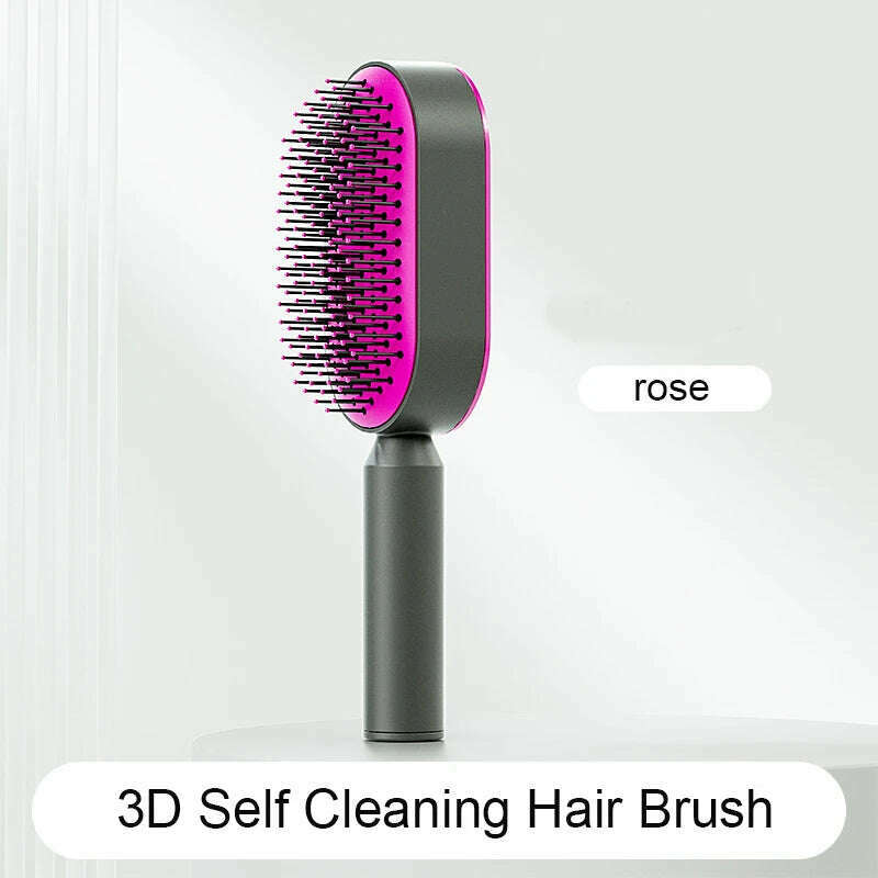 KIMLUD, Self Cleaning Hairbrush Women Hair Brush One-key Cleaning Hair Loss Airbag Scalp Massage Comb Anti-Static Hairbrush Dropshipping, Pink, KIMLUD Womens Clothes