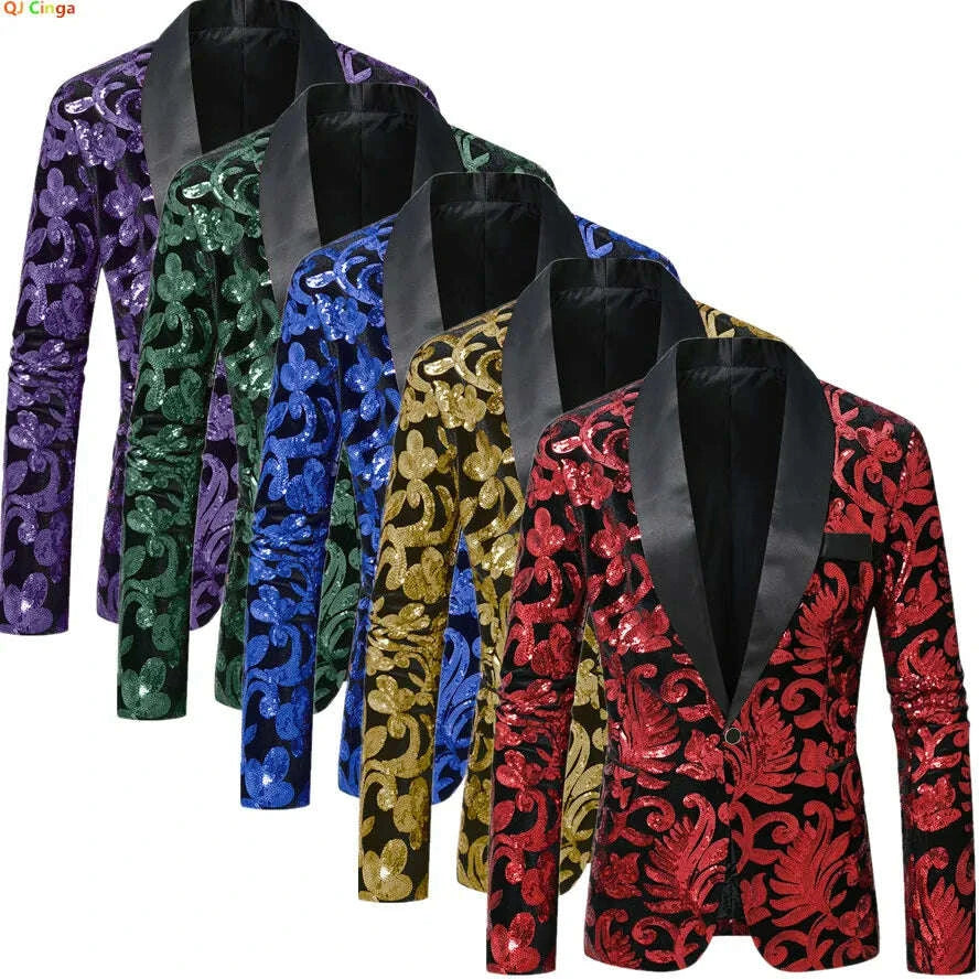 Sequin Blazer - Sequin Embellished - Polyester - Multicolor | KIMLUD
