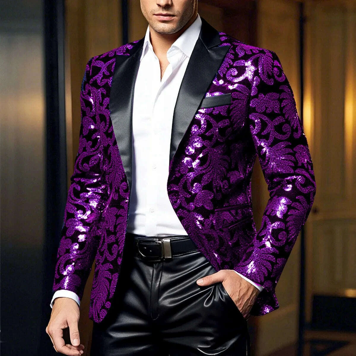 Sequin Blazer - Sequin Embellished - Polyester - Multicolor | KIMLUD