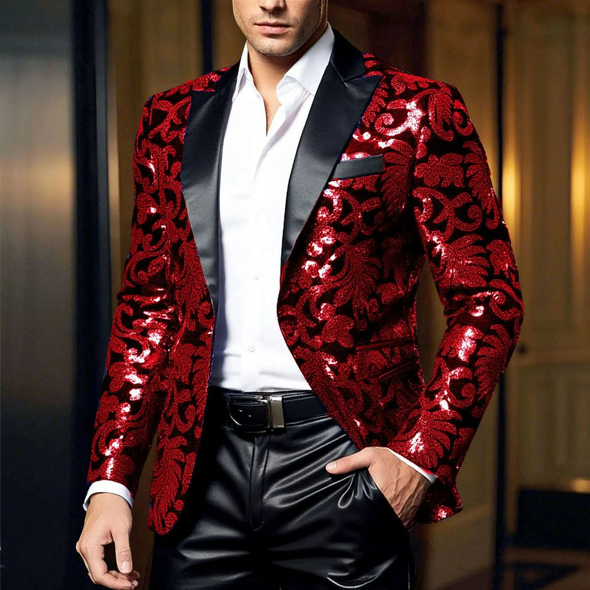 Sequin Blazer - Sequin Embellished - Polyester - Multicolor | KIMLUD