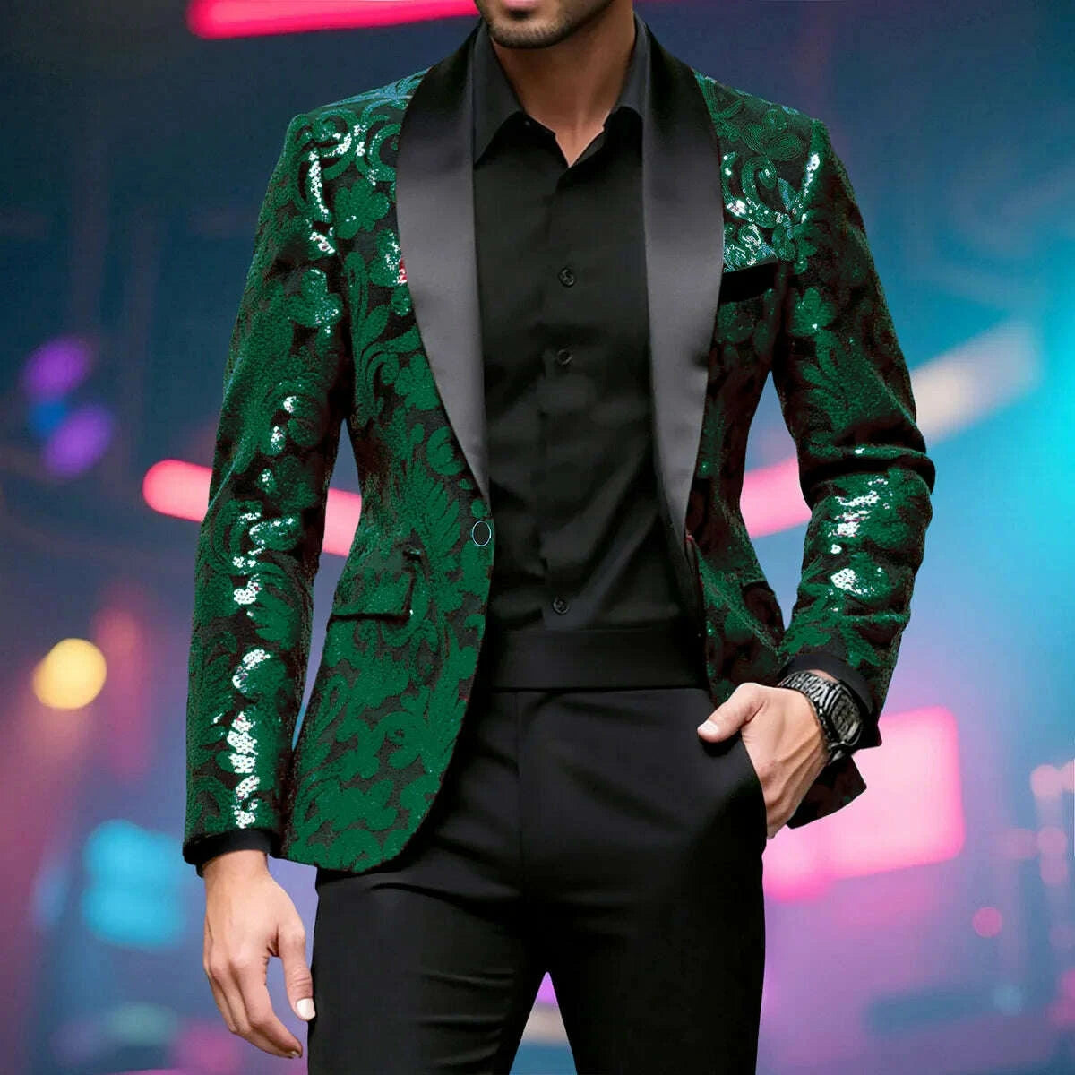 Sequin Blazer - Sequin Embellished - Polyester - Multicolor | KIMLUD