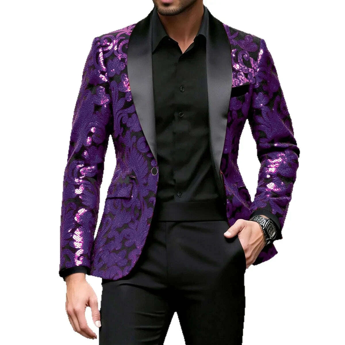 Sequin Blazer - Sequin Embellished - Polyester - Multicolor | KIMLUD