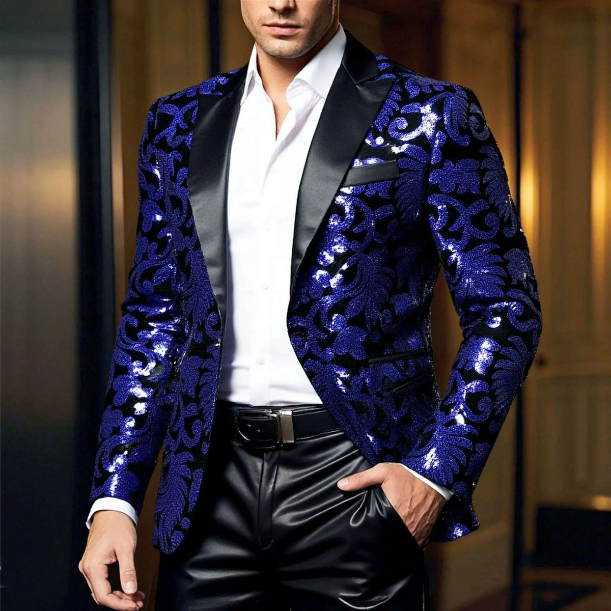 Sequin Blazer - Sequin Embellished - Polyester - Multicolor | KIMLUD