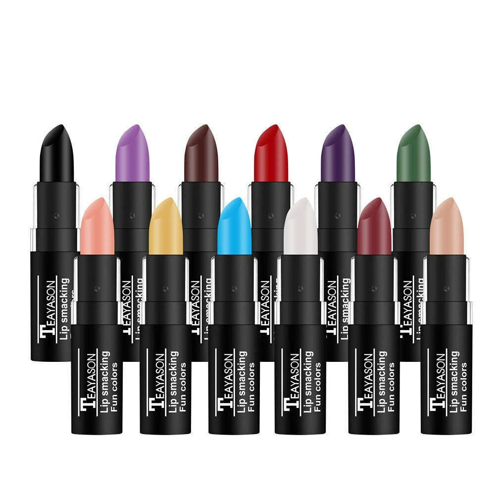 KIMLUD, Sexy Black Matte Lipstick Makeup Deep Dark Moisturizing Long Lasting Waterproof Velvet Lipstick 12 Colors Fashion Lip Make-Up, KIMLUD Womens Clothes