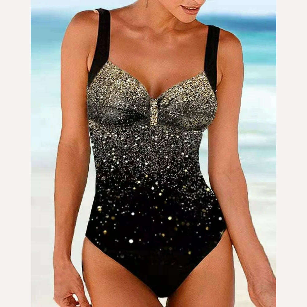 KIMLUD, Sexy One Piece Swimsuit for Women Plus Size XXXL Twinkle Print Bodysuit Bathing Sets Beach Wear Swimming Suit, KIMLUD Womens Clothes