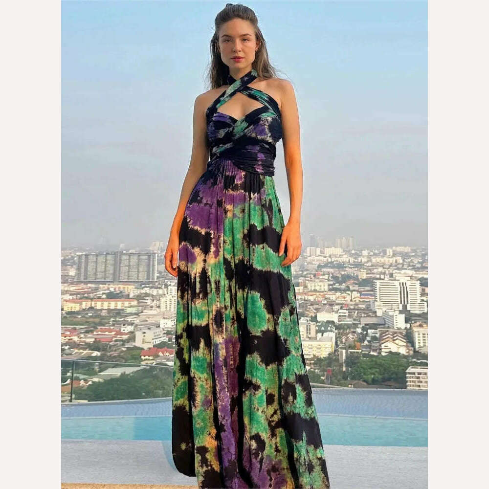 Sexy Sleevelss Boho Dress Women Summer Fashion Elegnt Print Beach Party Casual Dresses Holiday Vestidos For Women Robe Femme - KIMLUD