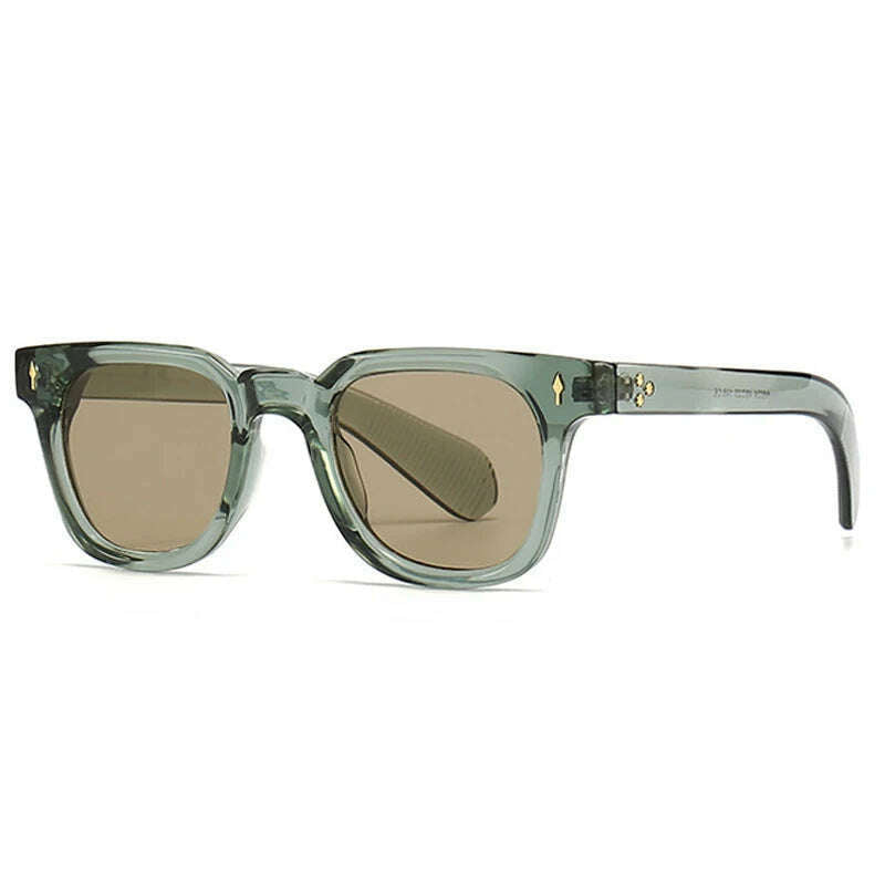 KIMLUD, SHAUNA Retro Square Men Rivets Sunglasses Shades UV400 Fashion Women Green Sun Glasses, Green light tea / As the picture, KIMLUD APPAREL - Womens Clothes