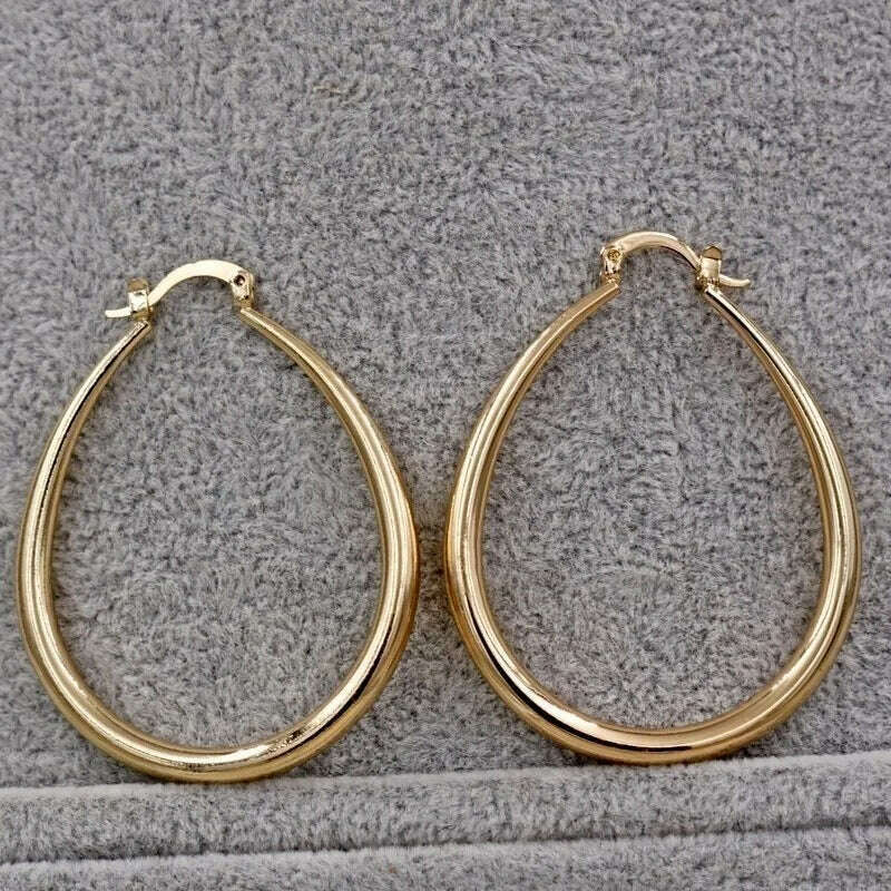 KIMLUD, Shine Gold Color Women Earrings Fashion Smooth Hoop Earrings for Women Engagement Wedding Jewelry Gift, KIMLUD Womens Clothes