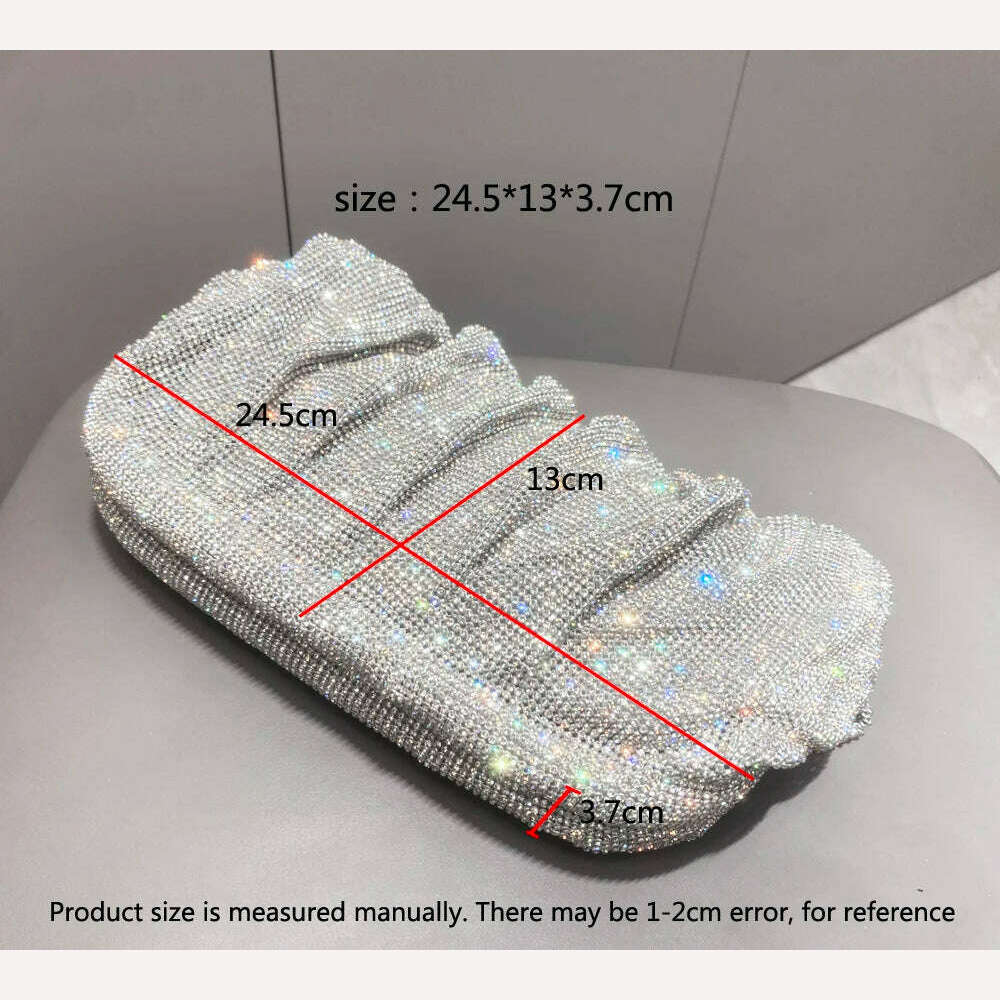 Shiny handle Rhinestones Handmade Evening Clutch Bags New Folds Purses And Handbags Luxury Designer Wedding Party High Quality - KIMLUD