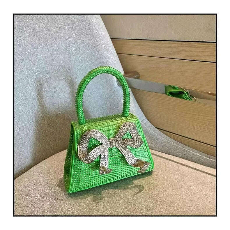 KIMLUD, Shiny Rhinestone Evening Clutch Bags Women New Bow Crystal Clip Purse And Handbags Luxury Designer Wedding Party High Quality, green / 18.5x13.5x6.5cm, KIMLUD Womens Clothes