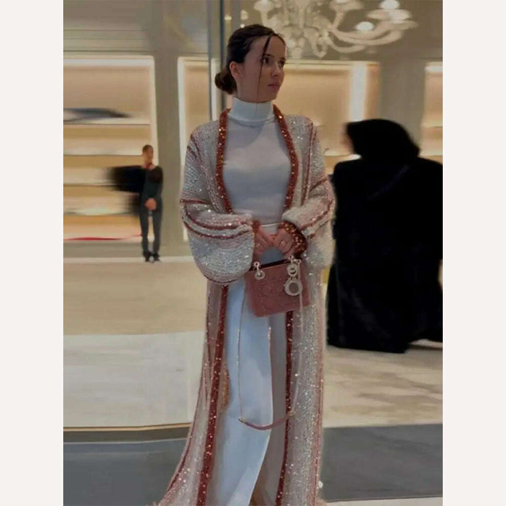 KIMLUD, Shiny Sequins Knitting Maxi Cardigans For Women Fashion Loose Long Sleeve Knitted Casual Coats Chic Glitter Baggy Streetwear, Picture Color / L, KIMLUD APPAREL - Womens Clothes