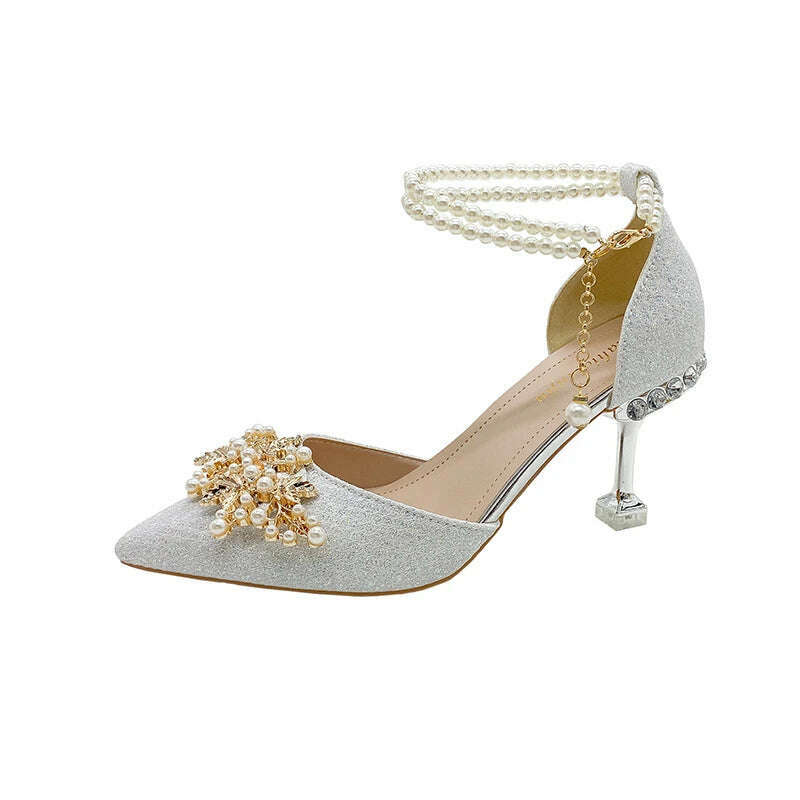 Shoes Women Summer High Heels Women Wedding Shoes Luxury Bride Gold Heels Mary Jane Shoes Ladies Pumps Sandals Zapatos De Mujer - KIMLUD