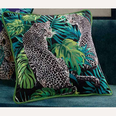 KIMLUD, Short Plus Throw Pillow Case Mid Century Leopard Tropical Rain Forest Cushion Covers for Home Sofa Chair Decorative Pillowcases, Leopard A / 45X45 CM / United States, KIMLUD Womens Clothes
