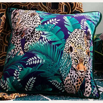 KIMLUD, Short Plus Throw Pillow Case Mid Century Leopard Tropical Rain Forest Cushion Covers for Home Sofa Chair Decorative Pillowcases, Leopard B / 45X45 CM / CHINA, KIMLUD Womens Clothes