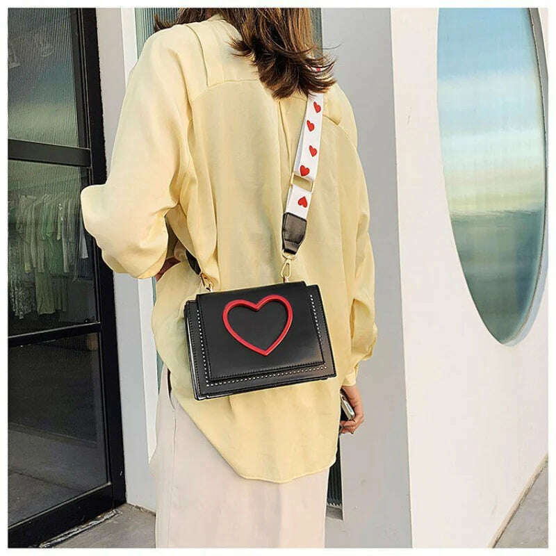 KIMLUD, Shoulder Bags Heart Handbags Fashion Designer Luxury Crossbody Bag for Women High Quality Casual Flap Female Cute Messenger Bags, KIMLUD Womens Clothes