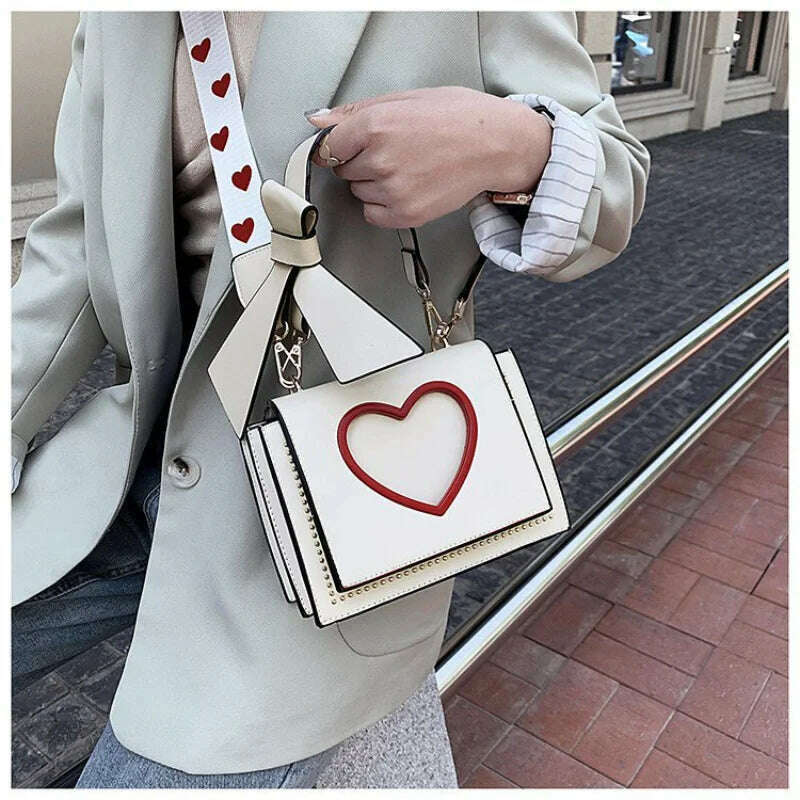 KIMLUD, Shoulder Bags Heart Handbags Fashion Designer Luxury Crossbody Bag for Women High Quality Casual Flap Female Cute Messenger Bags, KIMLUD Womens Clothes