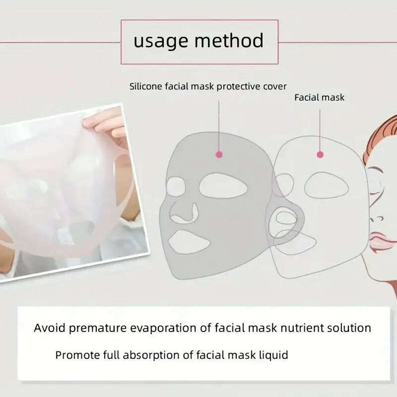 KIMLUD, Silicone Mask For Nourishing Skin - Silicone Mask Cover Reusable, 3D Anti-Evaporation Face Sheet Mask Protective Case, KIMLUD Women's Clothes