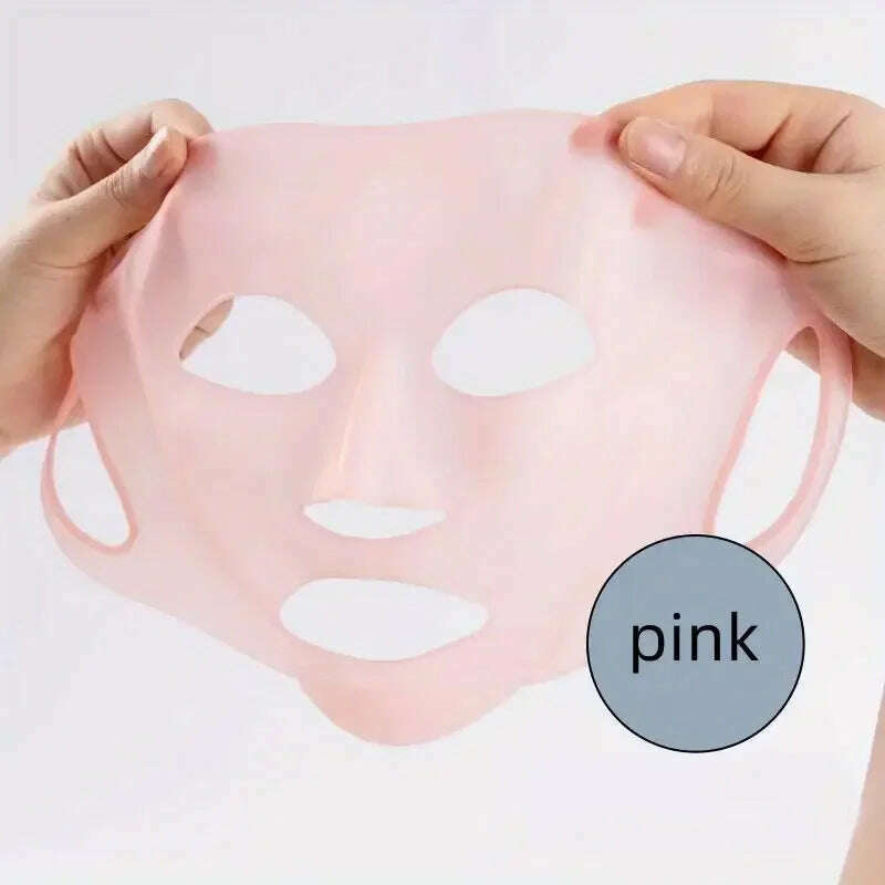 KIMLUD, Silicone Mask For Nourishing Skin - Silicone Mask Cover Reusable, 3D Anti-Evaporation Face Sheet Mask Protective Case, Pink, KIMLUD Women's Clothes