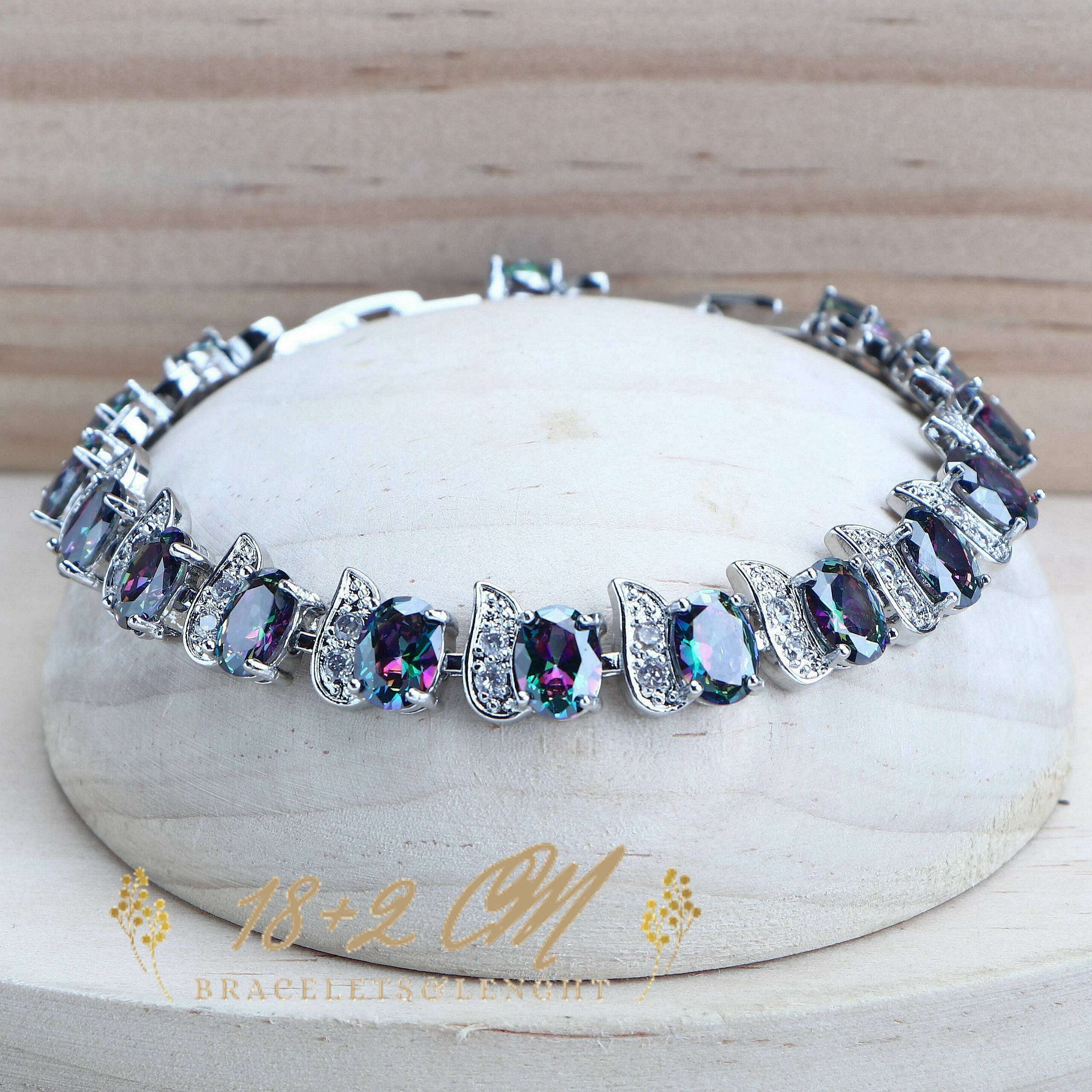 Silver 925 Women Bridal Jewelry Sets Rainbow Cubic Zirconia Costume Jewellery Wedding Earrings Rings Bracelets Pendant Necklace - KIMLUD