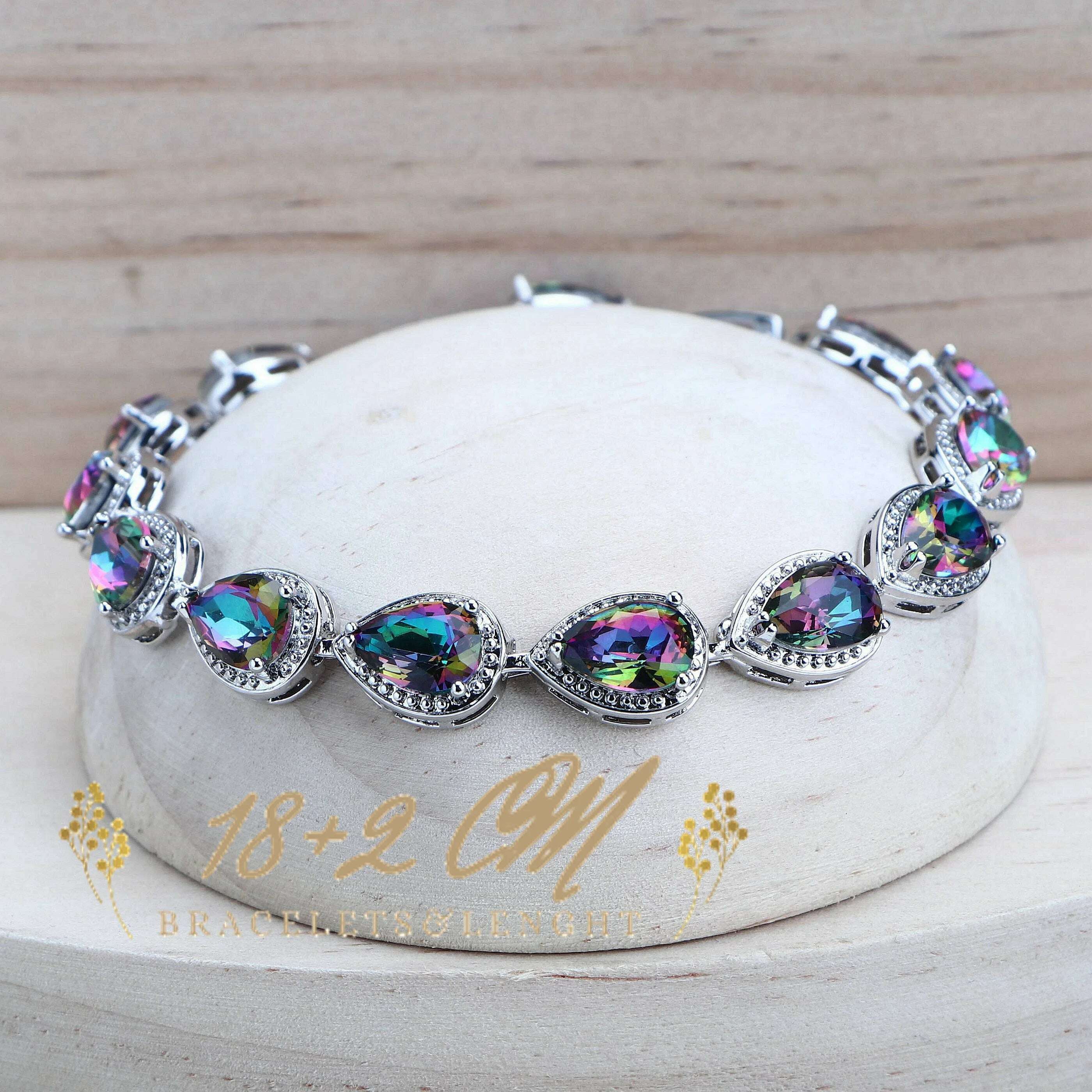 Silver 925 Women Bridal Jewelry Sets Wedding Costume Jewellery Rainbow Cubic Zirconia Earrings Rings Bracelets Pendant Necklace - KIMLUD