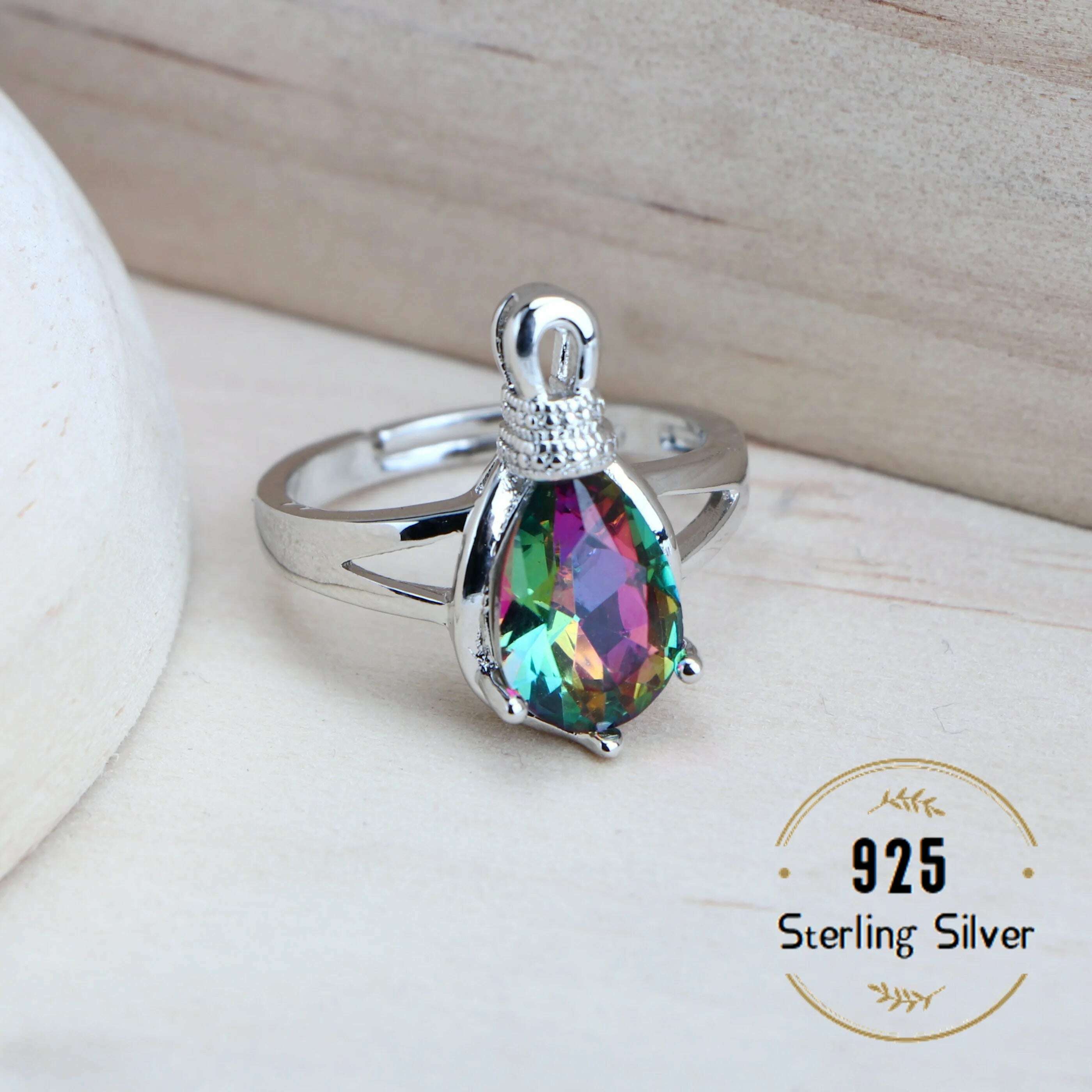 Silver 925 Women Bridal Jewelry Sets Wedding Costume Jewellery Rainbow Cubic Zirconia Earrings Rings Bracelets Pendant Necklace - KIMLUD