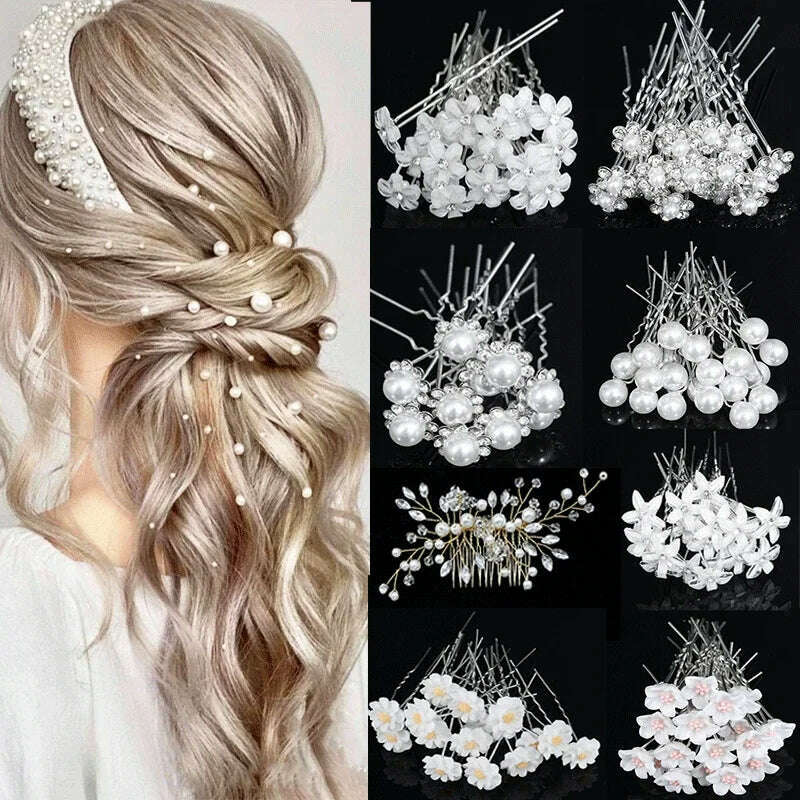 Silver Color Pearl Rhinestone Wedding Hair Combs Hair Accessories for Women Accessories Hair Ornaments Jewelry Bridal Headpiece - KIMLUD