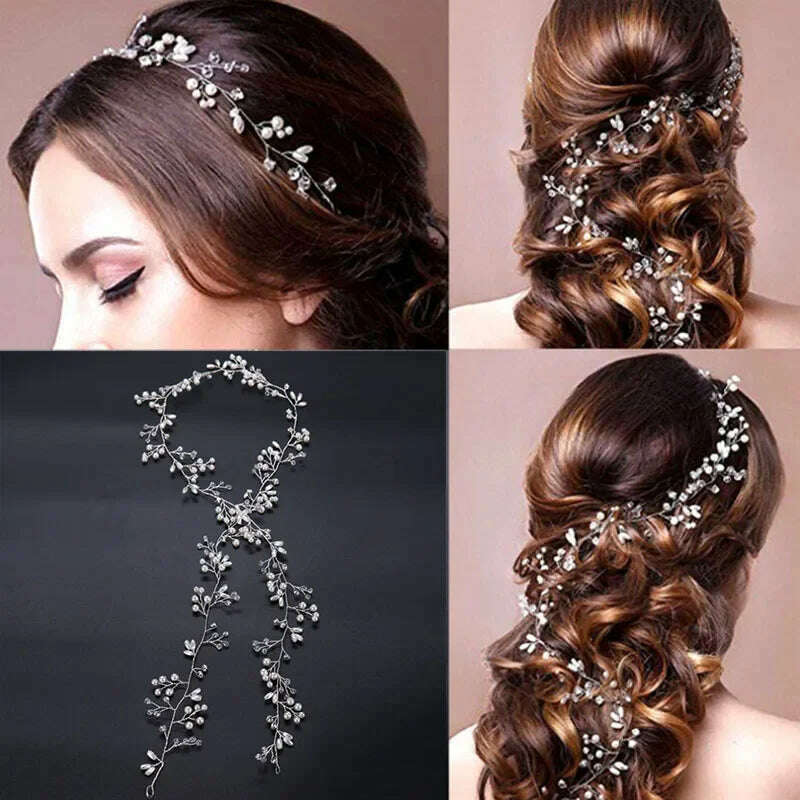 Silver Color Pearl Rhinestone Wedding Hair Combs Hair Accessories for Women Accessories Hair Ornaments Jewelry Bridal Headpiece - KIMLUD