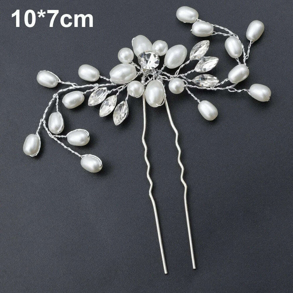 Silver Color Pearl Rhinestone Wedding Hair Combs Hair Accessories for Women Accessories Hair Ornaments Jewelry Bridal Headpiece - KIMLUD