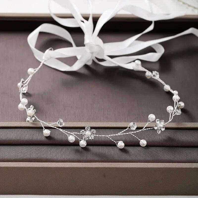Silver Color Pearl Rhinestone Wedding Hair Combs Hair Accessories for Women Accessories Hair Ornaments Jewelry Bridal Headpiece - KIMLUD