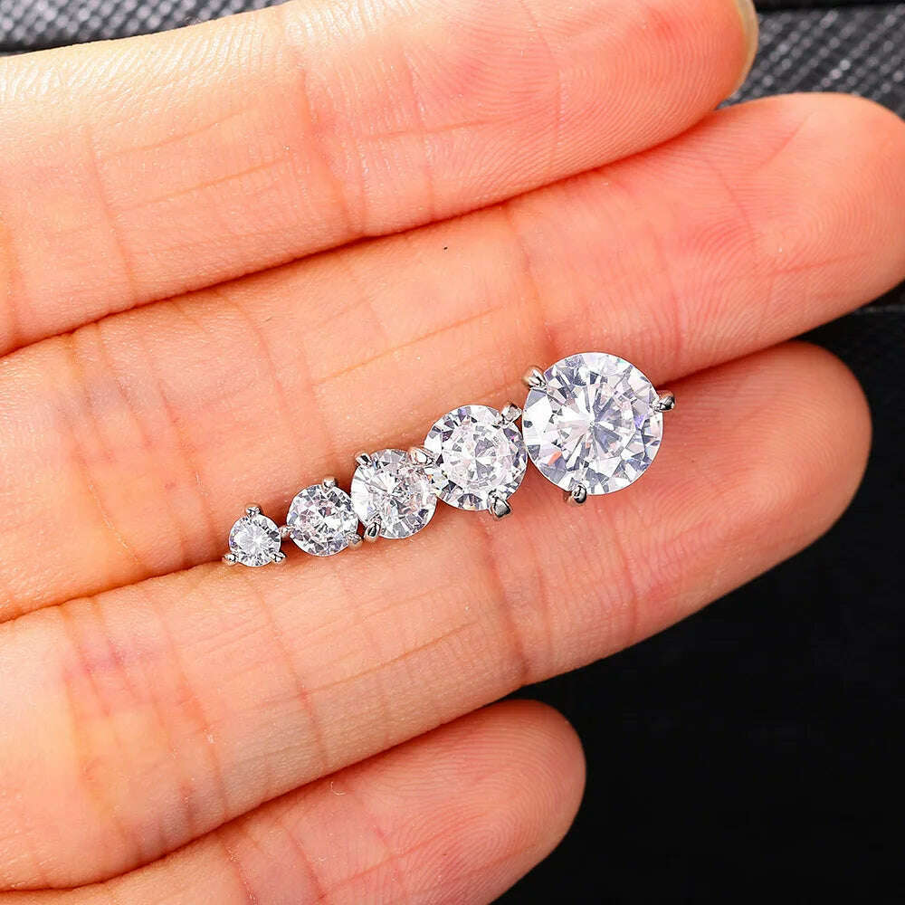 Simple 0.7 Carat Cubic Zirconia Stud Earrings Rose Gold Color Silver Color Fashion AAA+ CZ Stone Jewelry For Women brincos E435 - KIMLUD