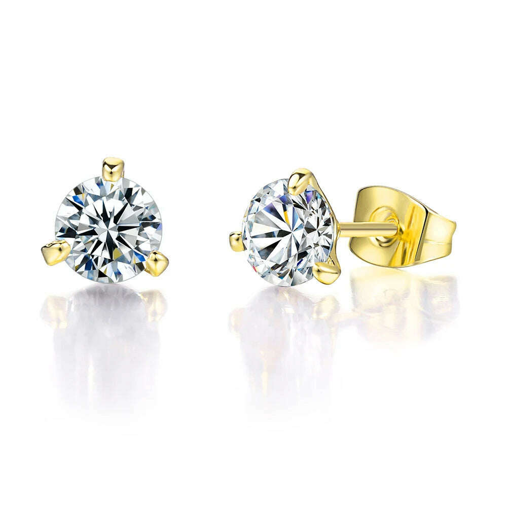 Simple 0.7 Carat Cubic Zirconia Stud Earrings Rose Gold Color Silver Color Fashion AAA+ CZ Stone Jewelry For Women brincos E435 - KIMLUD