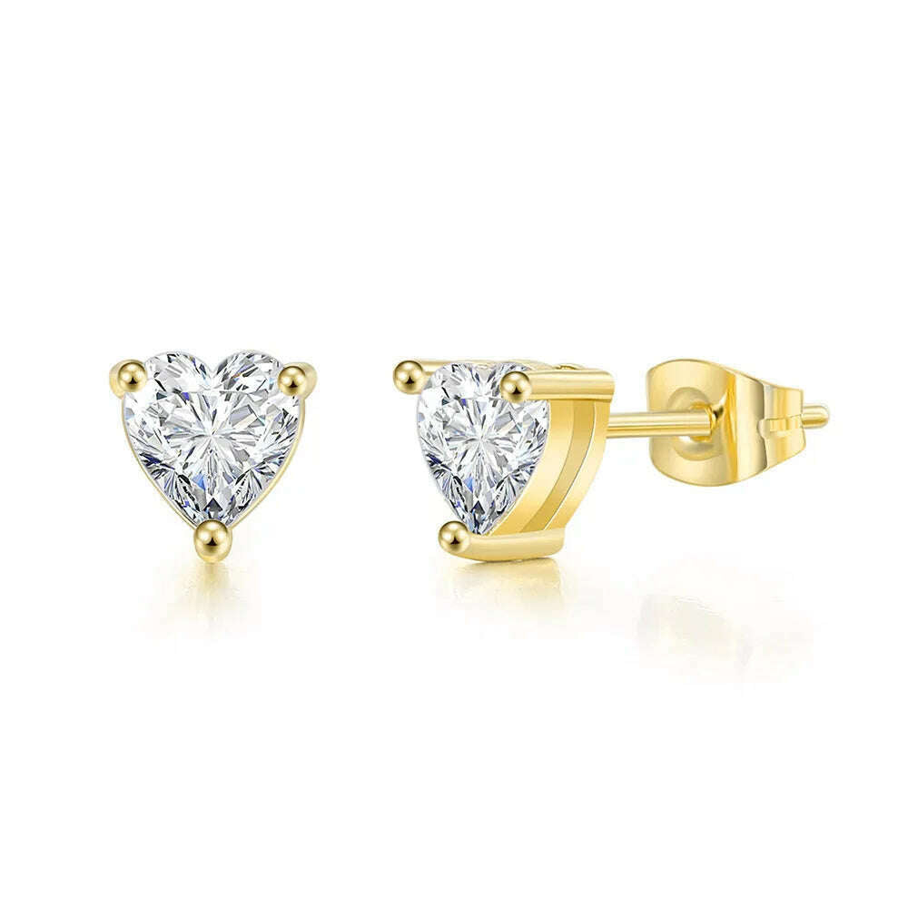 Simple 0.7 Carat Cubic Zirconia Stud Earrings Rose Gold Color Silver Color Fashion AAA+ CZ Stone Jewelry For Women brincos E435 - KIMLUD