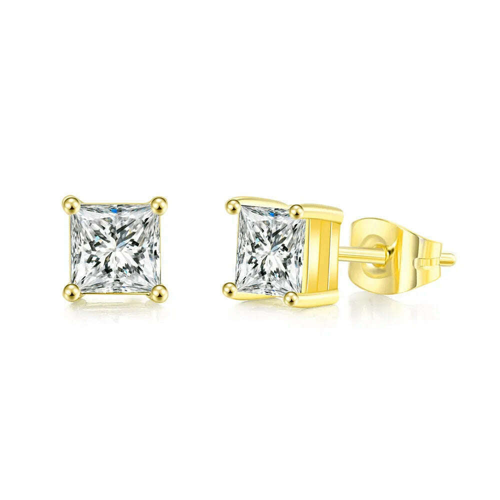 Simple 0.7 Carat Cubic Zirconia Stud Earrings Rose Gold Color Silver Color Fashion AAA+ CZ Stone Jewelry For Women brincos E435 - KIMLUD