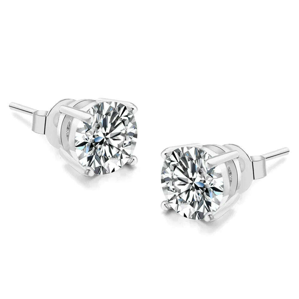 Simple 0.7 Carat Cubic Zirconia Stud Earrings Rose Gold Color Silver Color Fashion AAA+ CZ Stone Jewelry For Women brincos E435 - KIMLUD