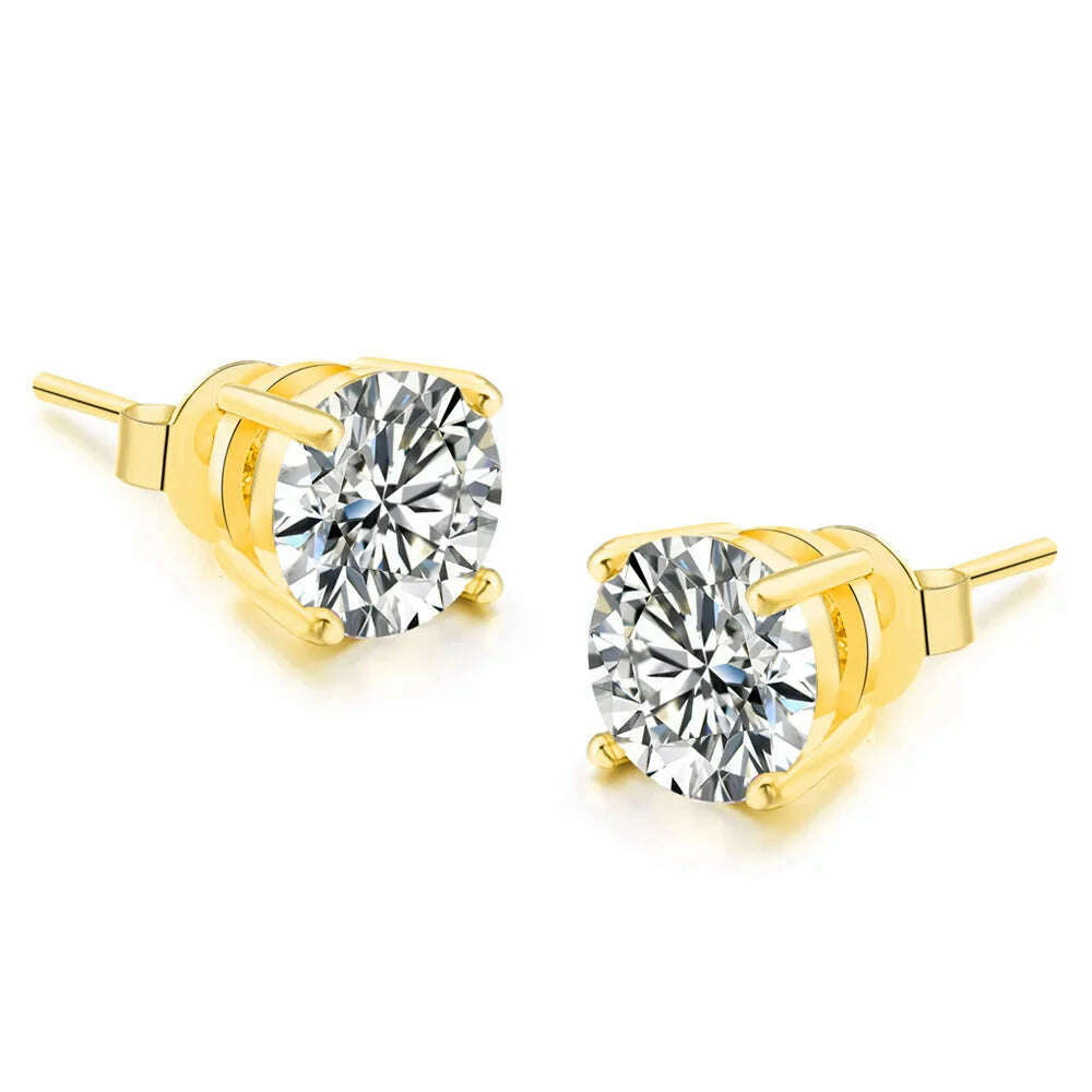 Simple 0.7 Carat Cubic Zirconia Stud Earrings Rose Gold Color Silver Color Fashion AAA+ CZ Stone Jewelry For Women brincos E435 - KIMLUD