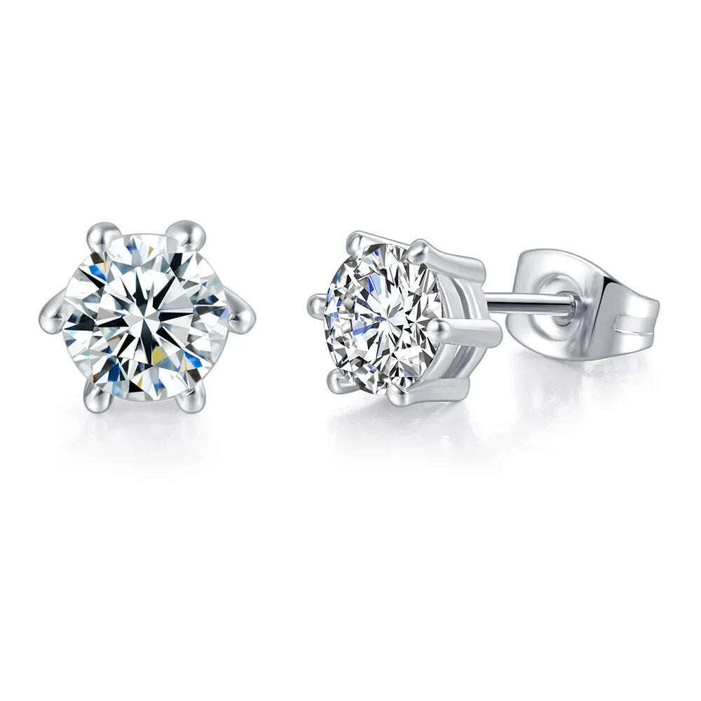 Simple 0.7 Carat Cubic Zirconia Stud Earrings Rose Gold Color Silver Color Fashion AAA+ CZ Stone Jewelry For Women brincos E435 - KIMLUD