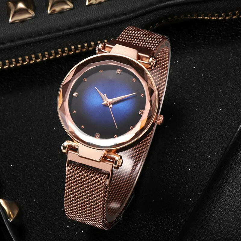 KIMLUD, Simple Ladies Watch Set Magnetic Mesh Band Crystal Fashion Watches Women Gifts Hot Sales Wristwatches reloj mujer montre femme, KIMLUD Women's Clothes