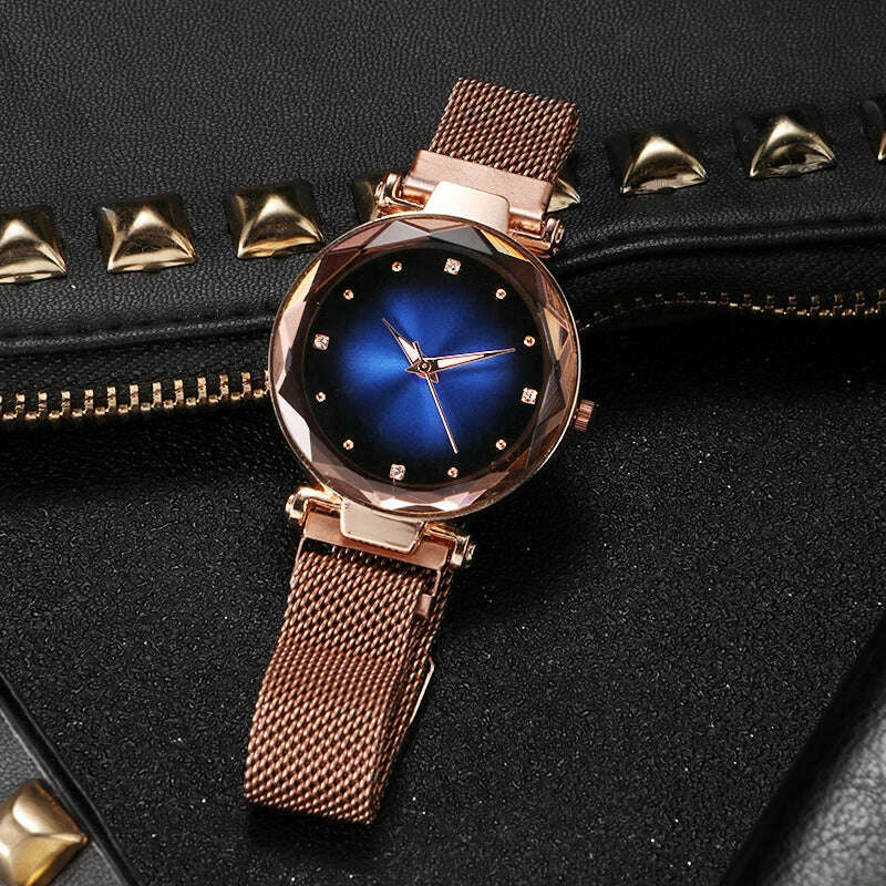 KIMLUD, Simple Ladies Watch Set Magnetic Mesh Band Crystal Fashion Watches Women Gifts Hot Sales Wristwatches reloj mujer montre femme, KIMLUD Women's Clothes
