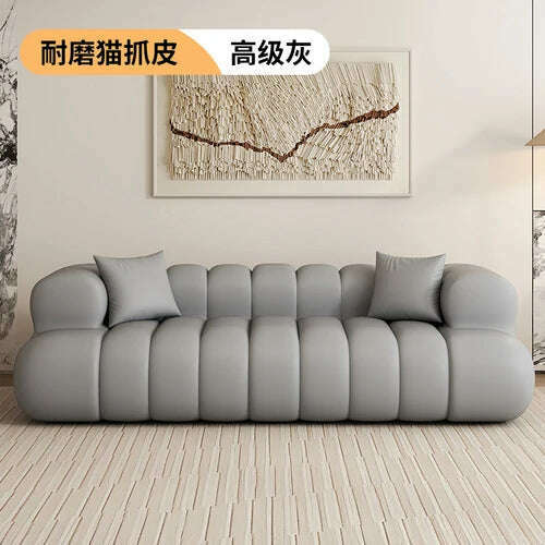 KIMLUD, Simple Modern Lazy Sofas Nordic Velvet Two Seater Recliner Living Room Sofas Floor Reading Lounge Divani Da Soggiorno Furniture, grey leather / One Seat, KIMLUD APPAREL - Womens Clothes
