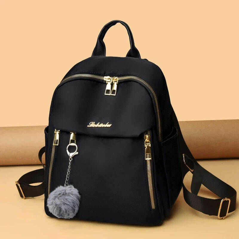 KIMLUD, Simple Pu Black Large Capacity Backpacks Women Travel Bag Solid Harajuku Student Schoolbag Backpack Unisex Bags High Street, KIMLUD Womens Clothes