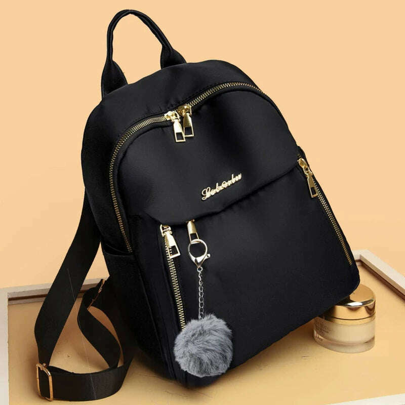 KIMLUD, Simple Pu Black Large Capacity Backpacks Women Travel Bag Solid Harajuku Student Schoolbag Backpack Unisex Bags High Street, KIMLUD Womens Clothes